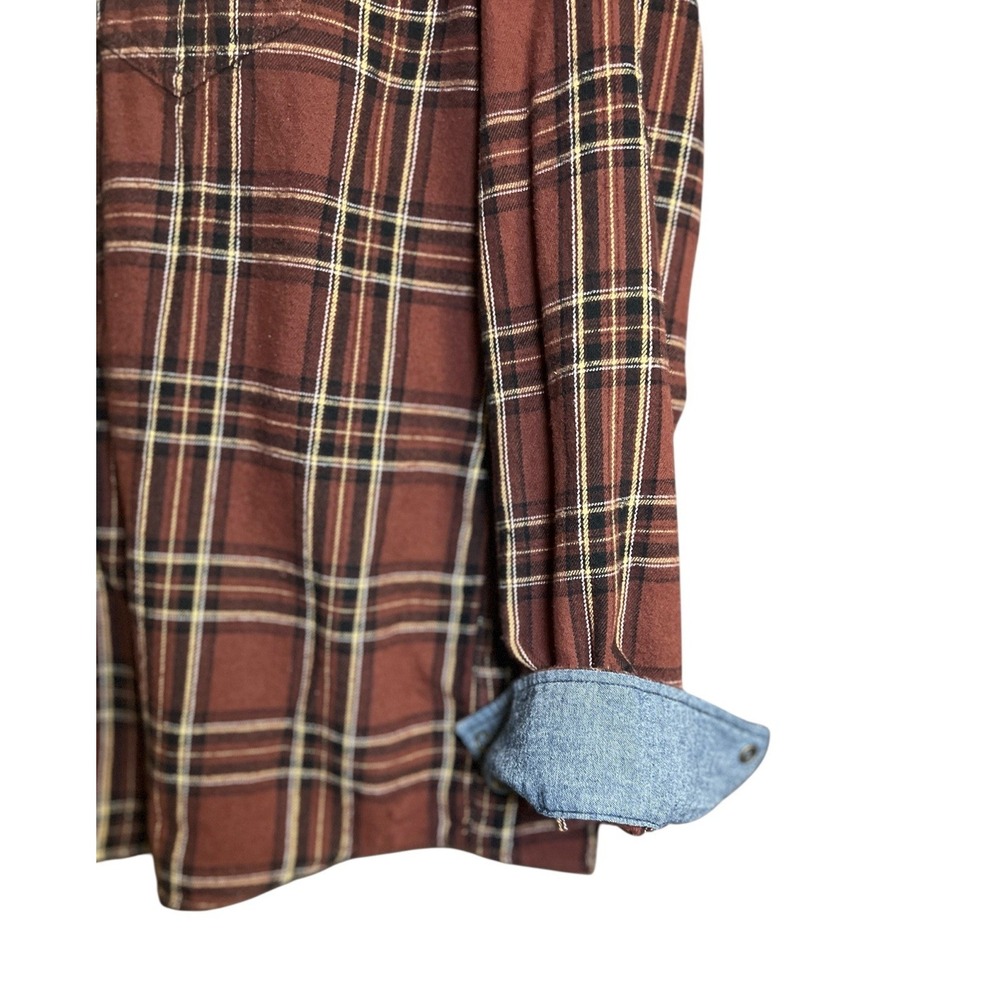 Cody James Pearl Snap Flannel Shirt Men's‎ Medium Plaid Flip Cuffs Western Rodeo - Picture 4 of 9